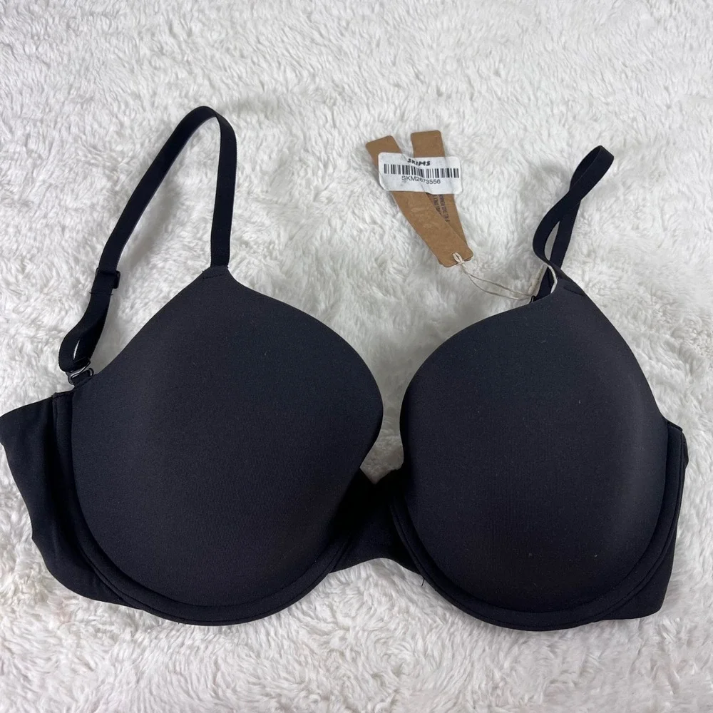 Skims Fits Everybody T-Shirt Bra Onyx Black Underwire BR-UWR-2294 Size 32DD NEW